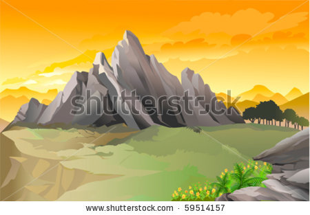 450x313 Magnificent Western Rocky Mountain Panorama With Golden Sky Stock
