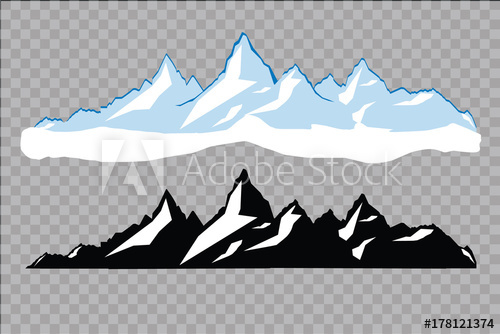 500x334 Set Of Black And White Mountain Silhouettes.background Border Of