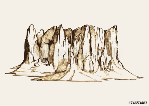 500x354 Sketch Illustration Of A Rocky Mountain