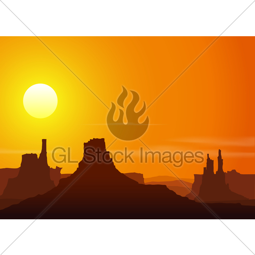 500x500 Sunset In The Rocky Mountains. Vector Illustration. Gl Stock Images