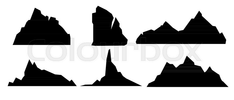 800x341 Vector Illustration Set Of Black And Mountain Silhouettes