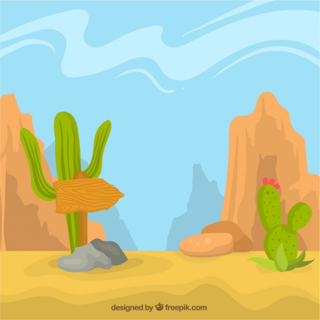 626x626 Desert Background With Cactus And Rocky Mountain Vector Free