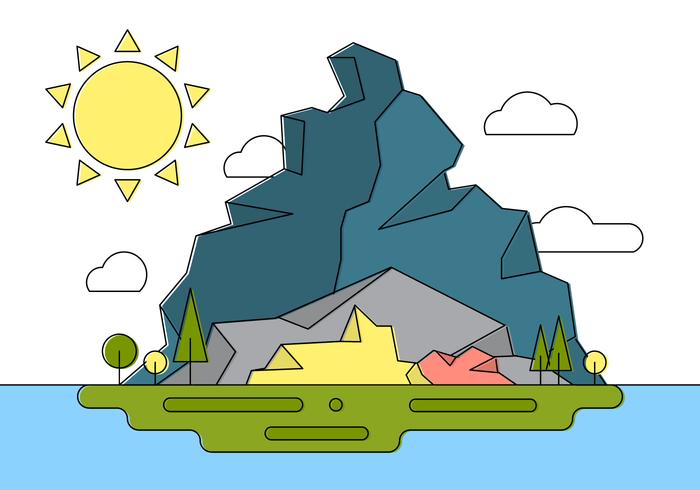 700x490 Rocky Landscape Island Vector Illustration
