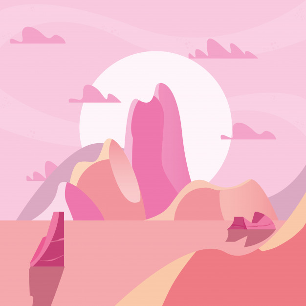 626x626 Sunset Landscape With Rocky Mountains Vector Premium Download