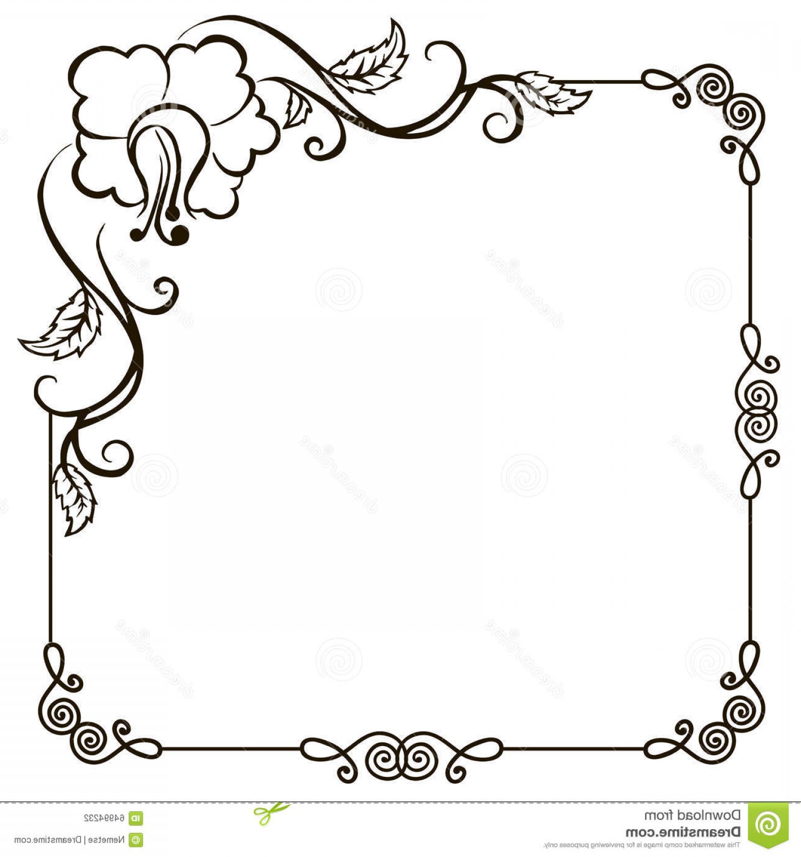 1560x1668 Stock Illustration Vintage Floral Frame Vector Border Engraving