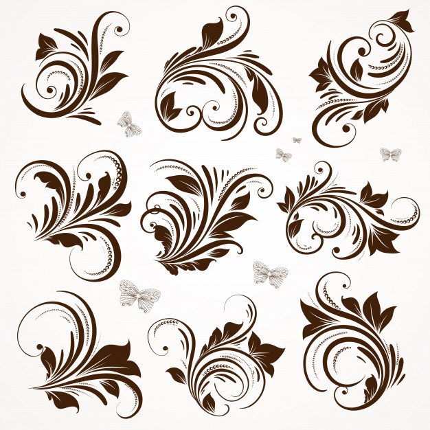 626x626 Tattoo Rococo Line Set Victorian Vector Premium Download