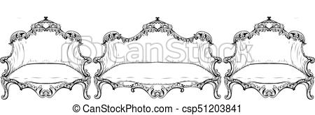 450x165 Vintage Baroque Rococo Furniture Vector. Rich Imperial Rose
