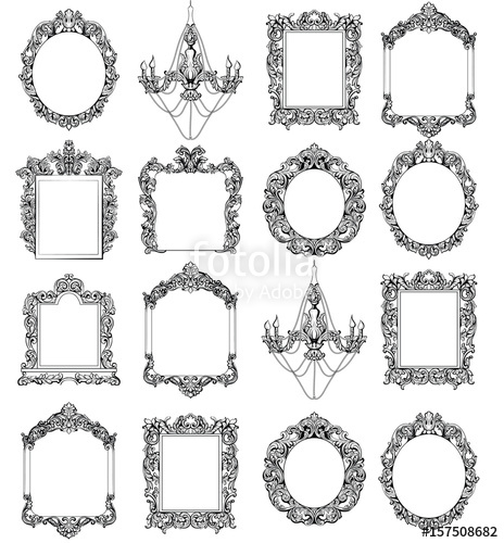 464x500 Rich Imperial Baroque Rococo Frames Set. French Luxury Carved