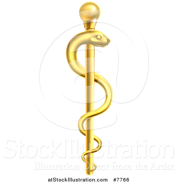 600x620 Vector Illustration Of A 3d Gold Medical Rod Of Asclepius With A