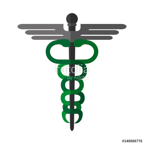 500x500 Asclepius Rod Healthcare Icon Image Vector Illustration Design