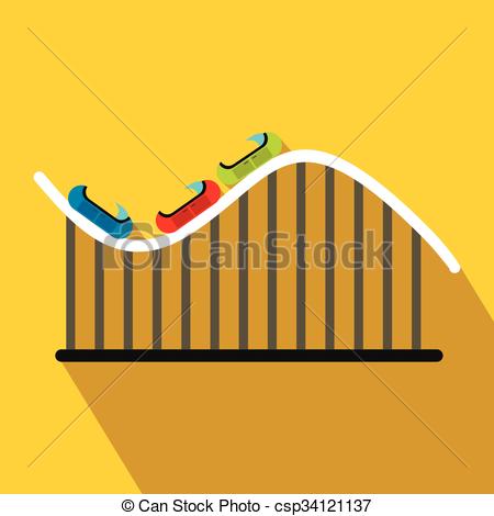 450x470 Roller Coaster Flat Icon On A Yellow Background.