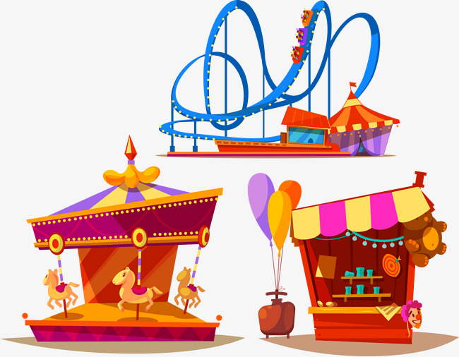650x506 Vector Creative Roller Coaster Amusement Park Carousel, Rotation