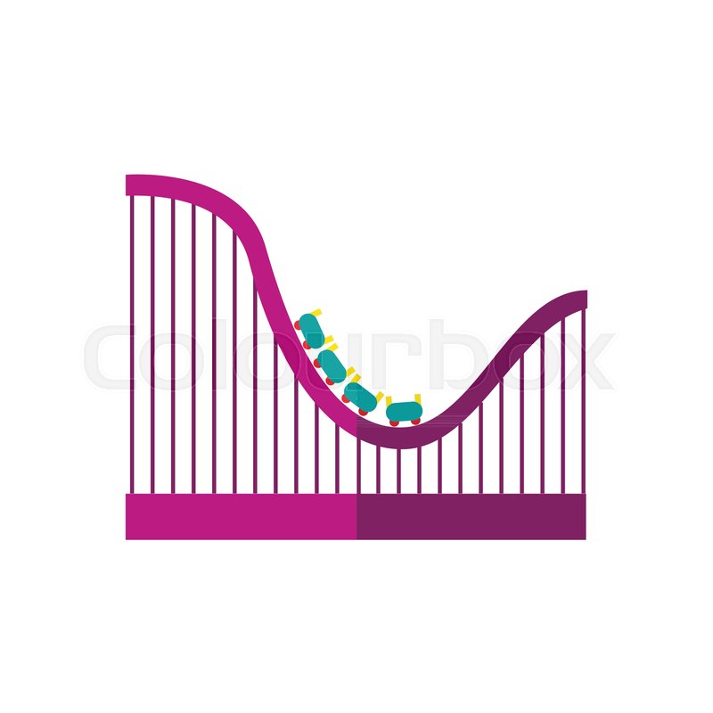 800x800 Vector Flat Amusement Park Concept. Purple Color Looping Roller