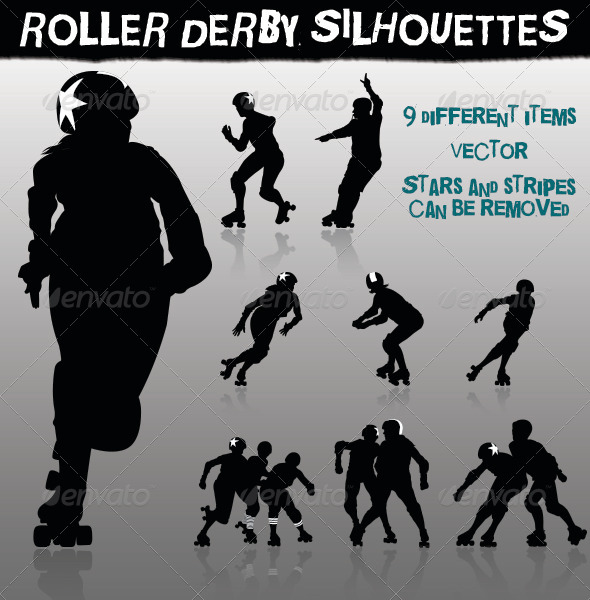590x600 Roller Derby Silhouettes By Jojococorico Graphicriver