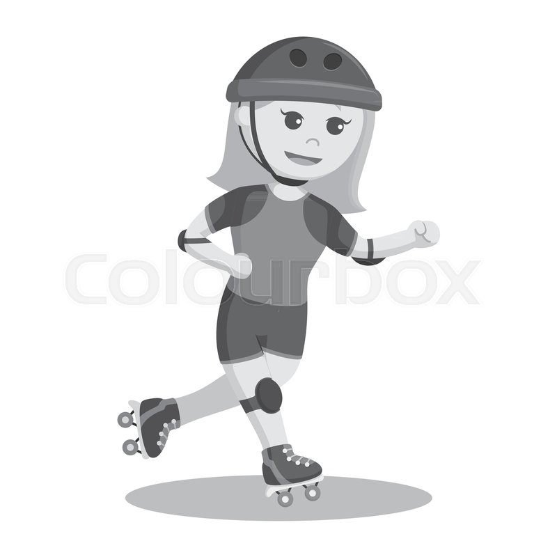 800x800 Roller Derby Girl In Action Black And White Style Stock Vector