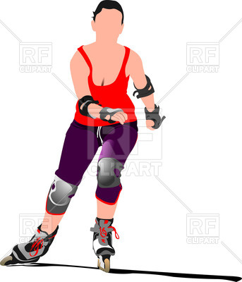 343x400 Woman Skating On The Roller Skates Vector Image Vector Artwork
