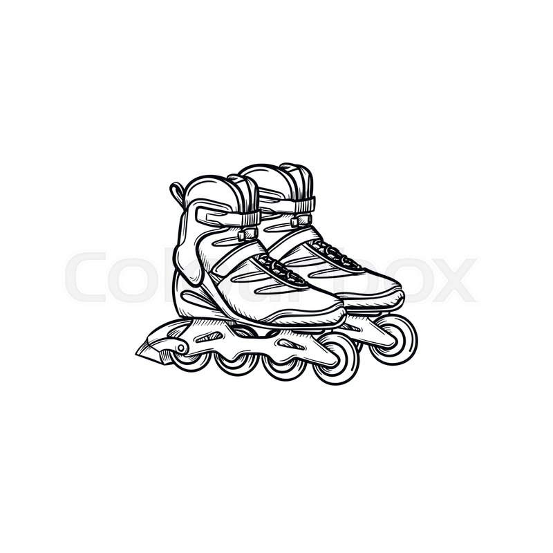 800x800 Roller Shoes Hand Drawn Outline Doodle Icon. Roller Skates Vector