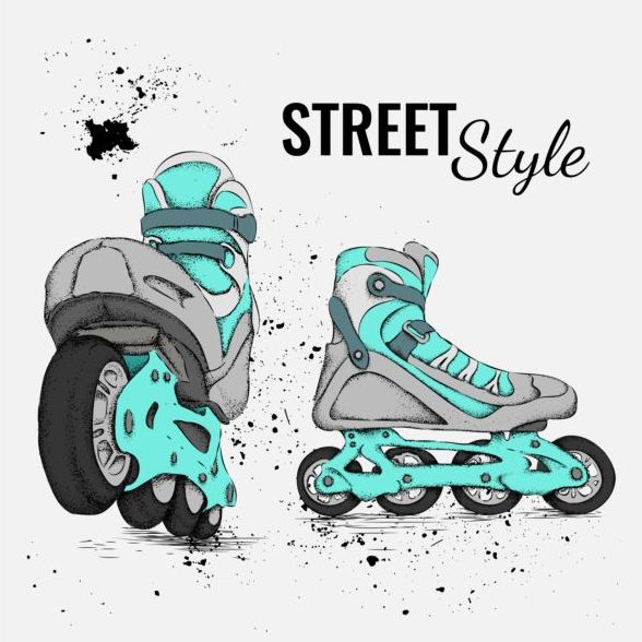588x588 Roller Skate With Ink Splashing Background Vectors 03 Free Download