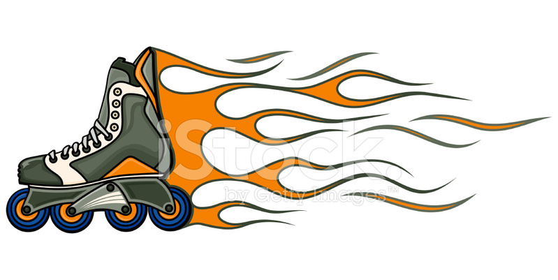 799x401 Flaming Roller Skate (Vector) Stock Vector