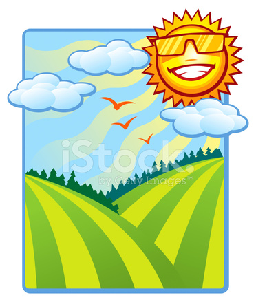 372x439 Summer Sun Shine And Rolling Hills Stock Vector