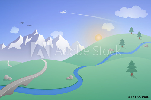 500x334 Vector Landscape With Mountains. A Simple Illustration With