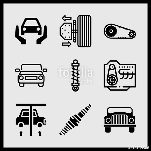 500x500 Simple 9 Icon Set Of Car Related Spark Plug, Rolls Royce Luxury