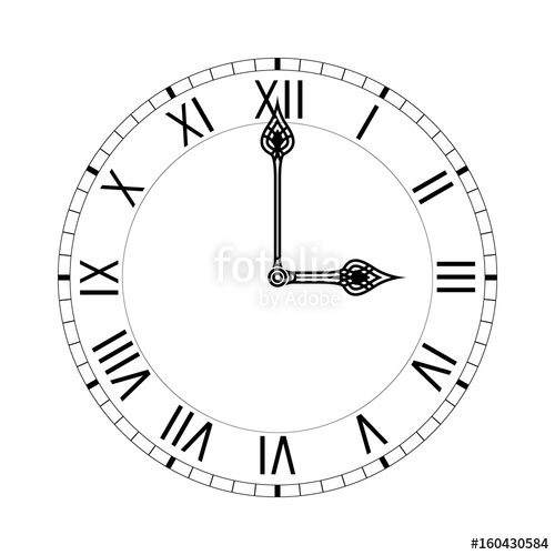 500x500 Square Clock. Simple Clock Face With Roman Numerals Stock Image