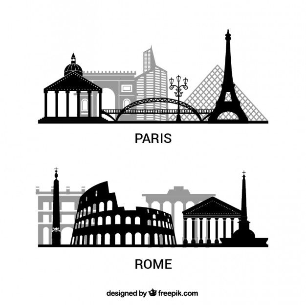626x625 Paris And Rome Silhouettes Pack Free Vector Decoupe Laser In