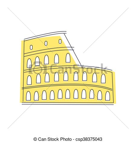 450x470 Coliseum Building In Rome Light Color Flat Cute Illustration In