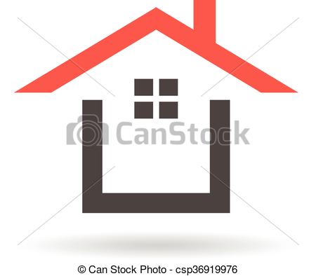 450x394 Red Roof House Logo. Vector Graphic Design.