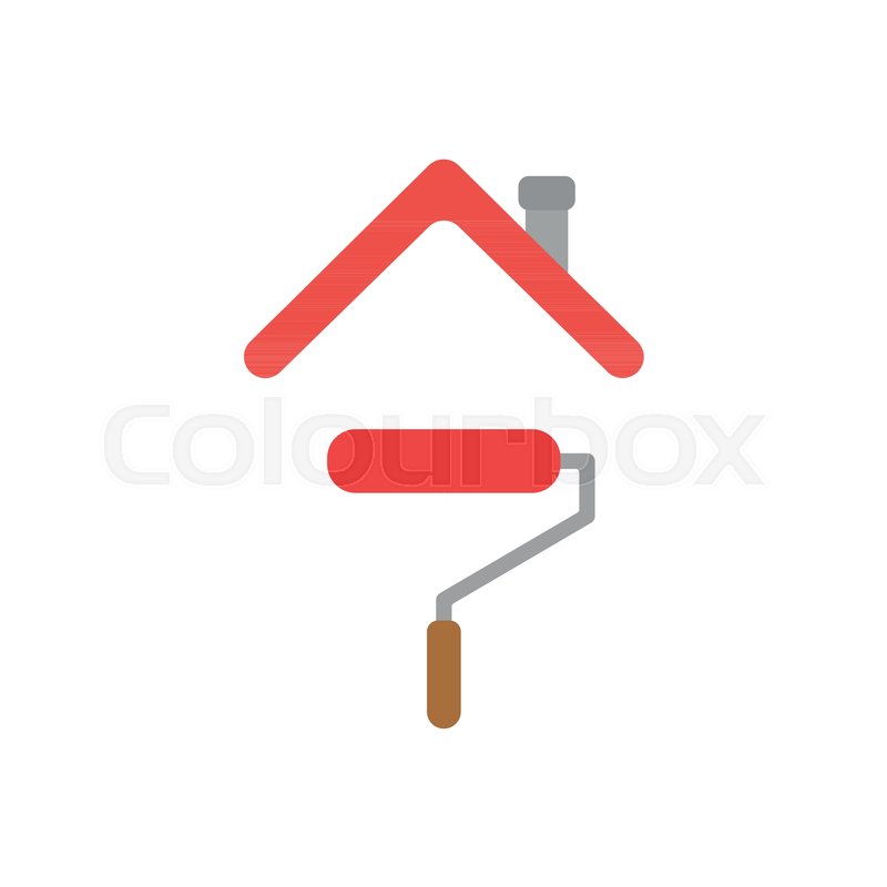 800x800 Vector Illustration Concept Of Red Paint Roller Brush Icon Under