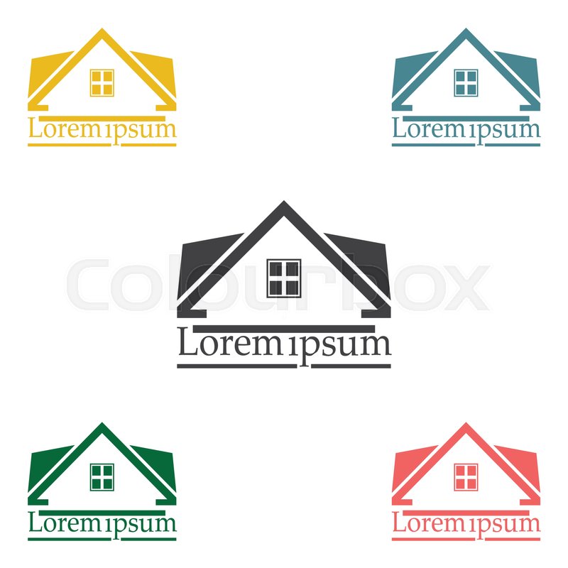 800x800 Real Estate Vector Logo Design Template Color Set. Rooftop
