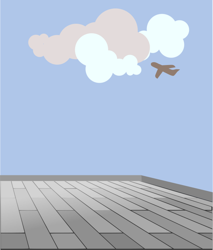 426x500 Vector Graphics Of Plane Spotting From A Rooftop Public Domain