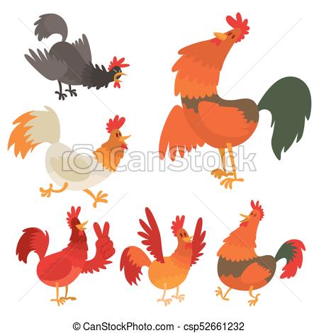 450x470 Cute Cartoon Rooster Vector Illustration Chicken Farm Animal
