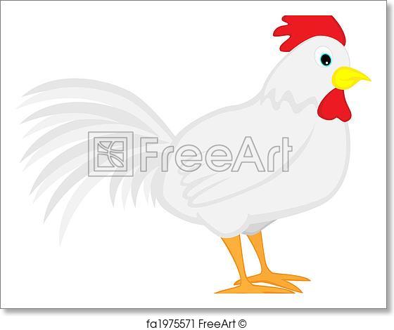 560x470 Free Art Print Of Cute White Cartoon Rooster. Vector Illustration