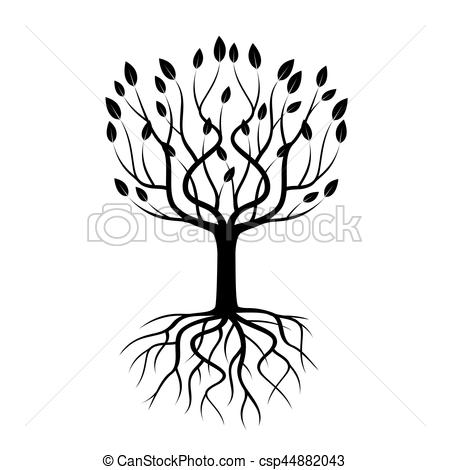 450x470 Black Tree With Roots. Vector Illustration. Eps Vector