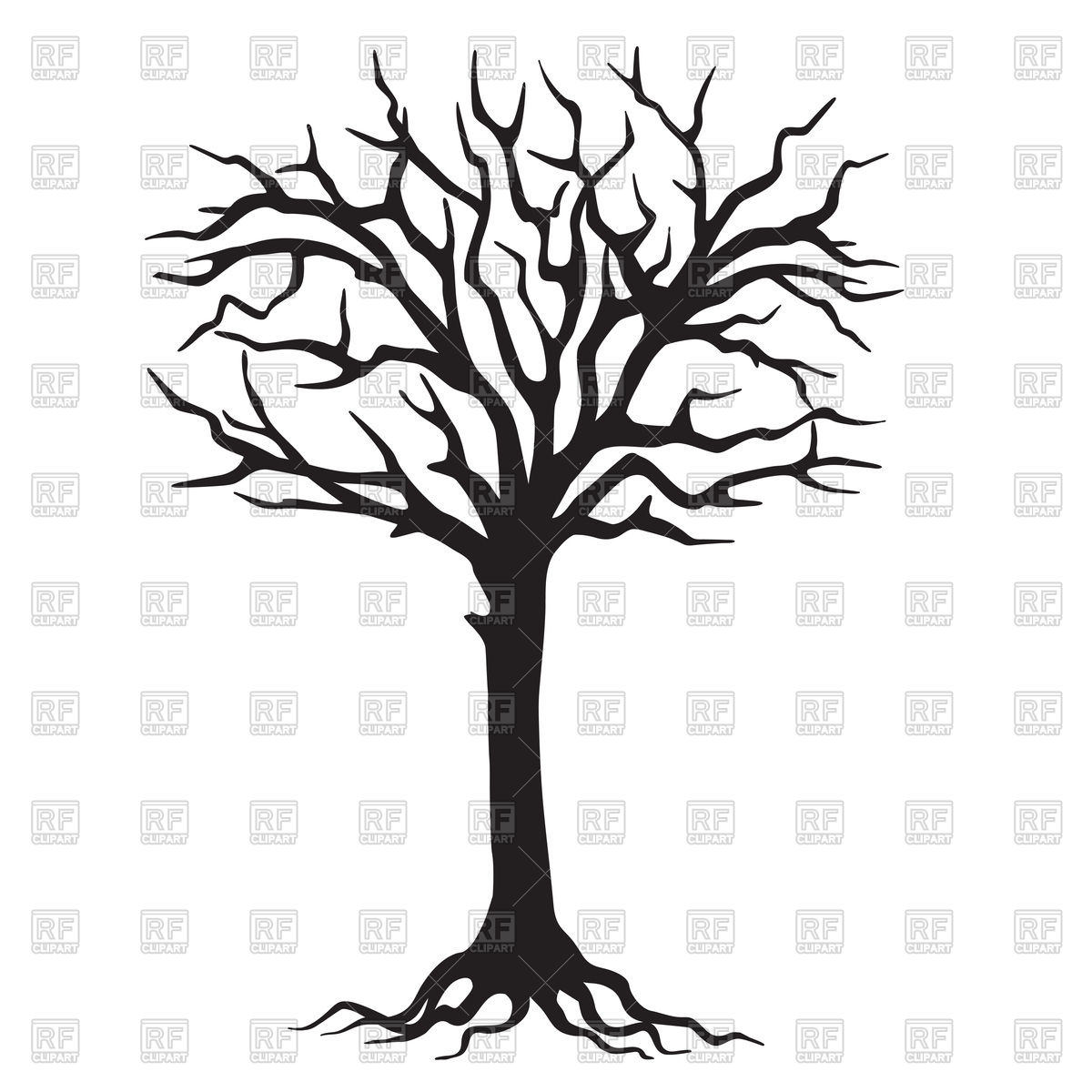 1200x1200 Hand Drawn Black Silhouette Tree With Roots Vector Image Vector