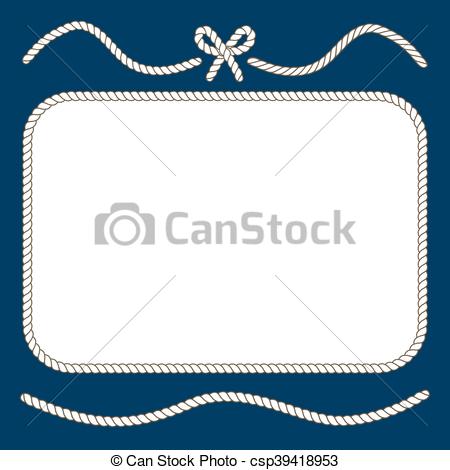 450x470 Nautical Ropes And Bow Frame. Twisted Cord Design, Vector