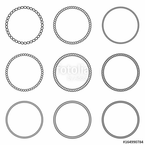 500x500 Rope Frame. Set Of Round Vector Frames From Nautical Rope. Round