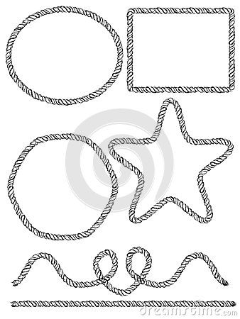 338x450 Set Of Hand Drawn Rope Frames. Vector Illustration By Gleolite
