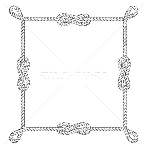 600x600 Square Rope Frame With Knots And Loops Vector Illustration Ann