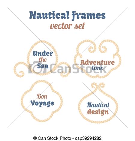 450x470 Nautical Frames Set. Ropes Swirls. Decorative Vector Knots