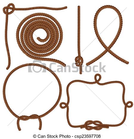 450x470 Ropes And Knots. Set Ropes, Knots And Frames. Vector Isolated On