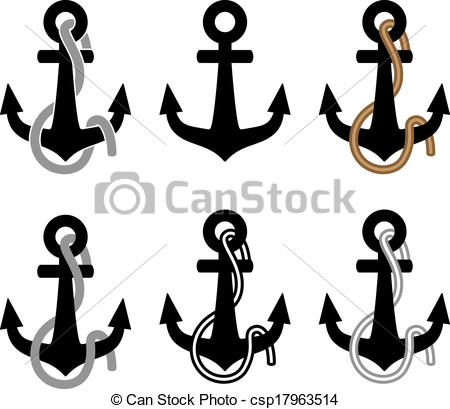 450x409 Vector Anchor With Rope Black Symbols.