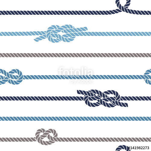 500x500 Seamless Marine Pattern With Knots And Rope. Vector Sea