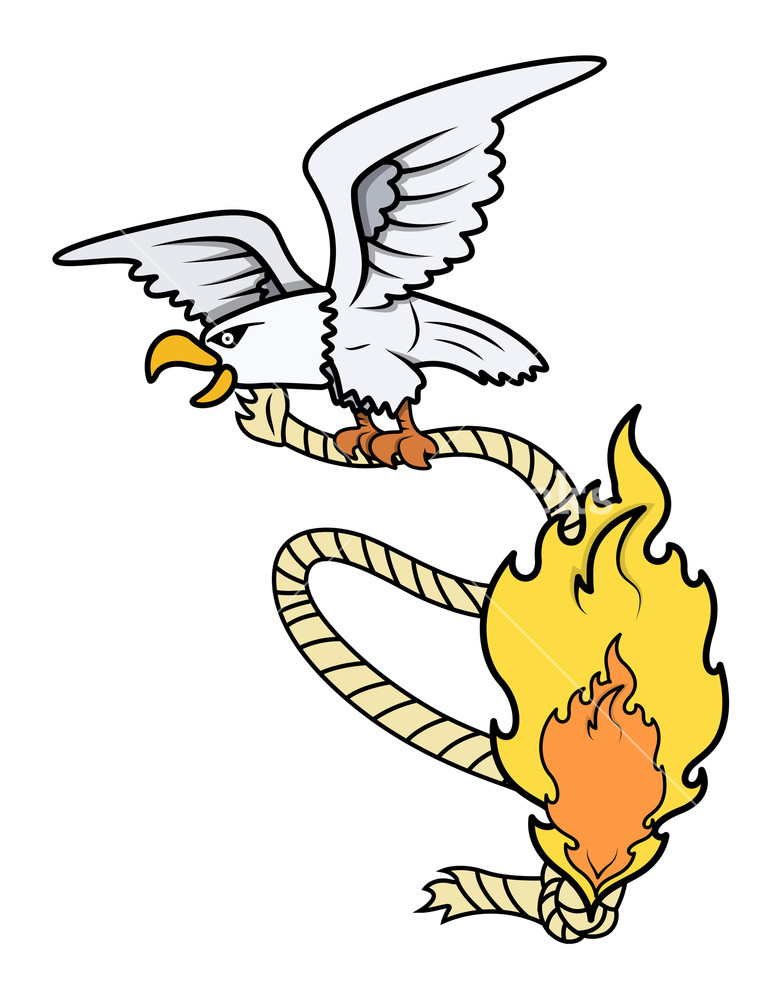 781x1000 Evil Eagle With Buring Rope Vector Illustration Royalty Free Stock