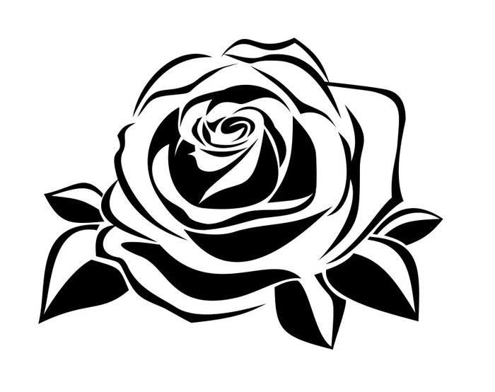 700x554 Black Silhouette Of Rose. Vector Illustration. Sticker Pixers