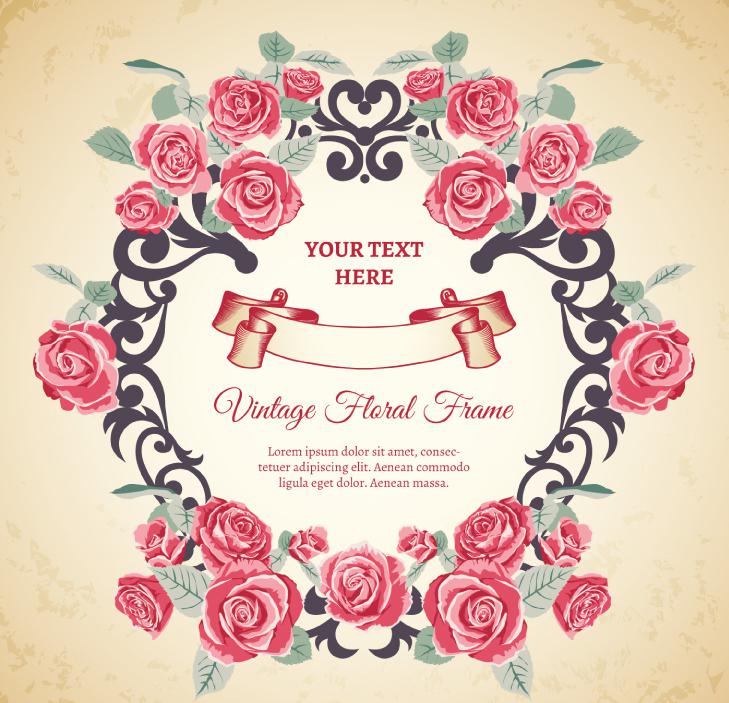 729x703 Retro Rose Border Vector Background [Ai]