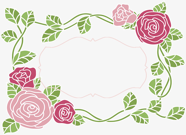 650x472 Romantic Rose Bunny Border, Vector Png, Romantic Decorative Frame