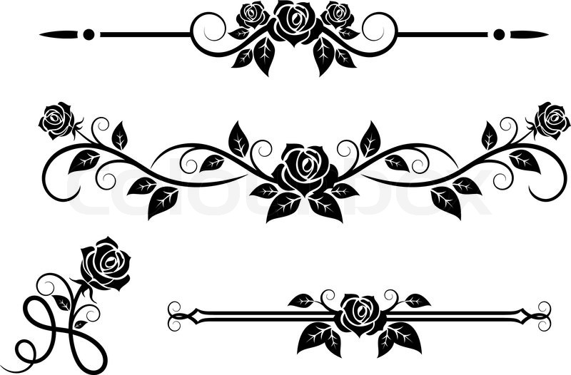 800x526 Rose Flowers With Vintage Elements And Borders Stock Vector
